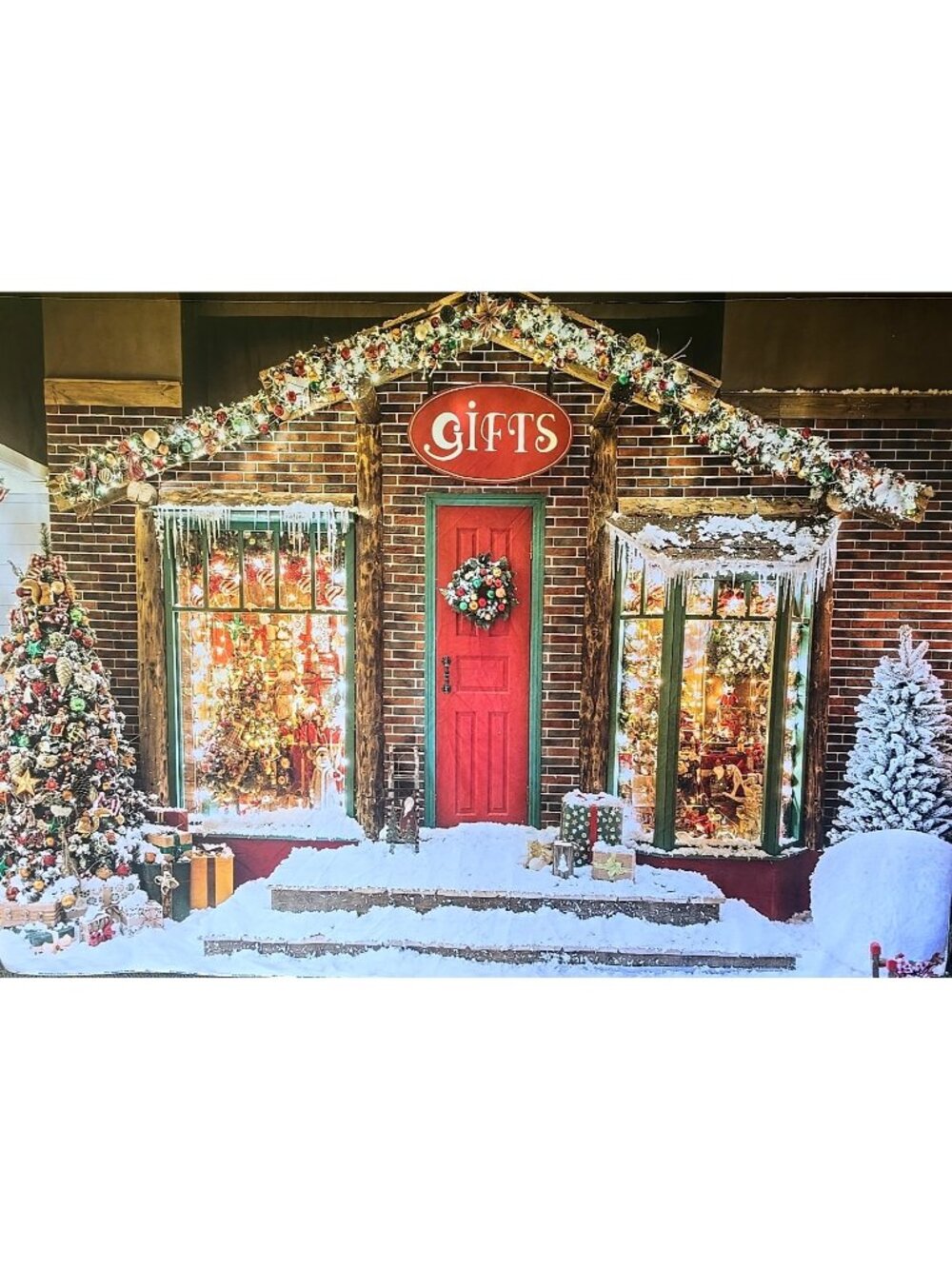 Kate Backdrop Fabric 5' x 7' Christmas Store Snow Photography Wrinkle Resistant